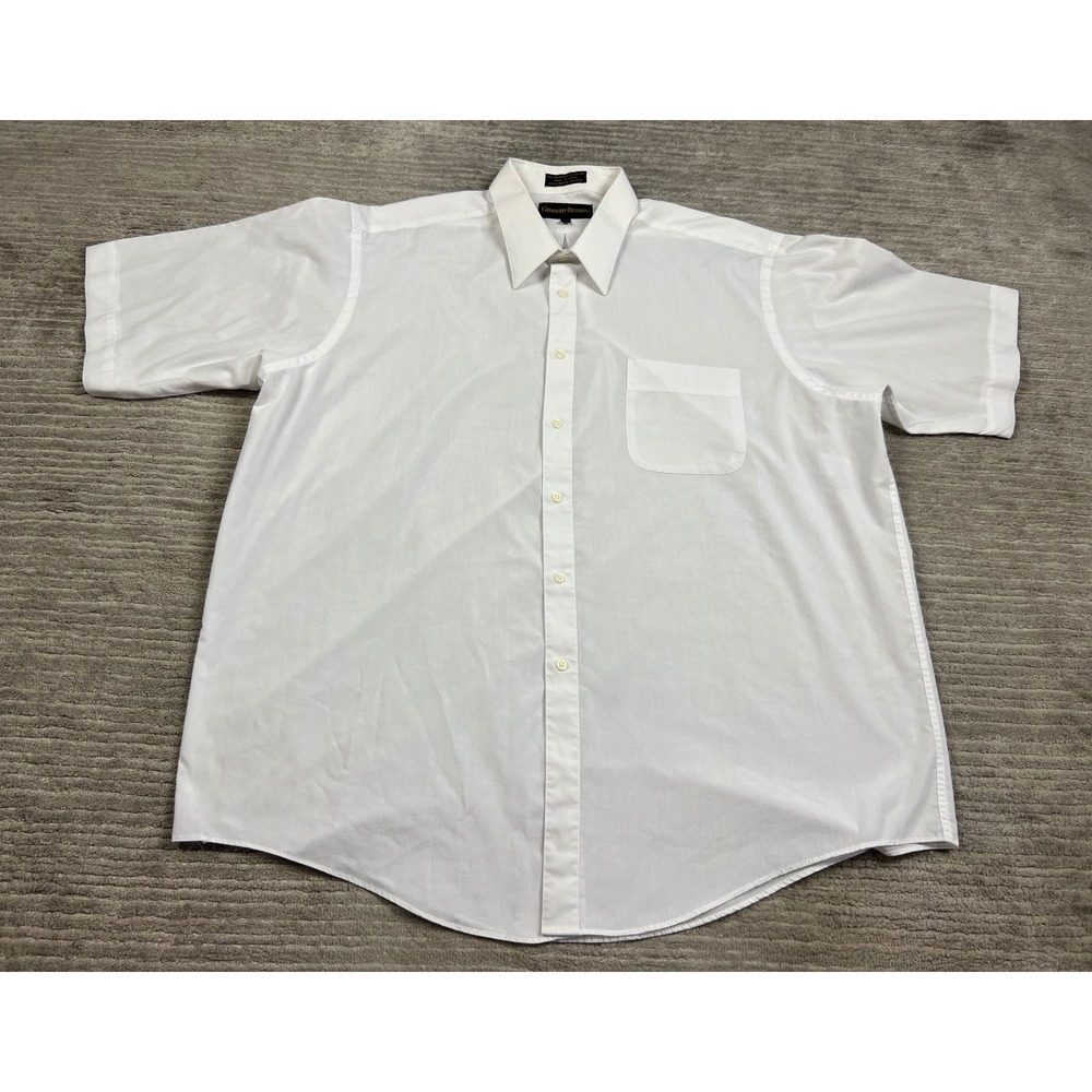 Giorgio Bissoni Button Down Shirt Mens 18 White Short Sleeve Dress Shirt Solid
